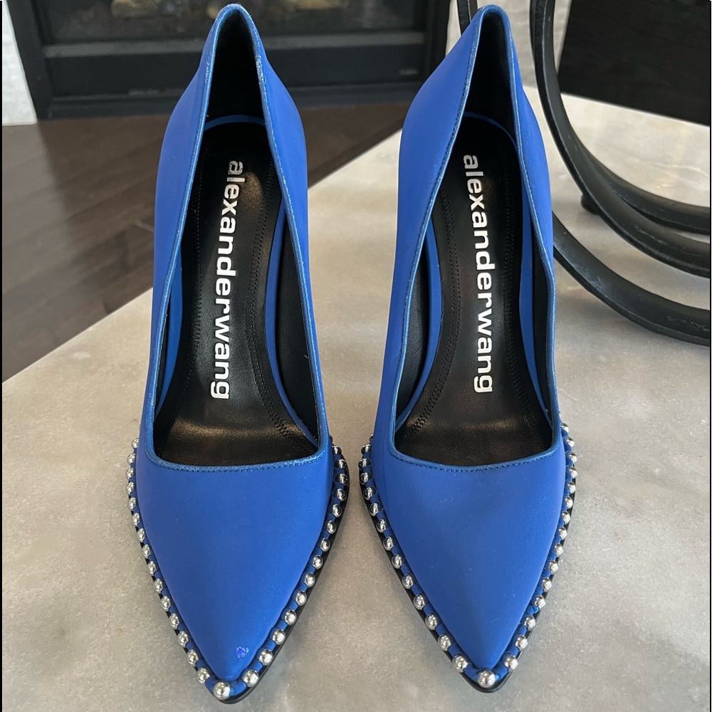 Authentic Alexander Wang Rie Reflective Studded Stiletto Pumps Size 8